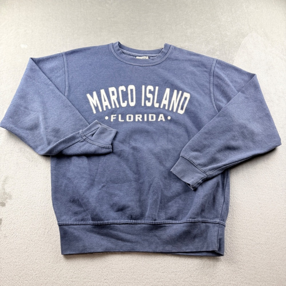 Pacific & Co. Women's Medium Marco Island Florida Crewneck Sweatshirt Blue